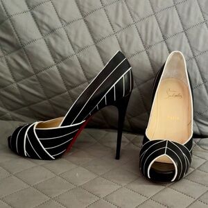 Christian Louis Vuitton black-and-white Pepto heels. Never worn.